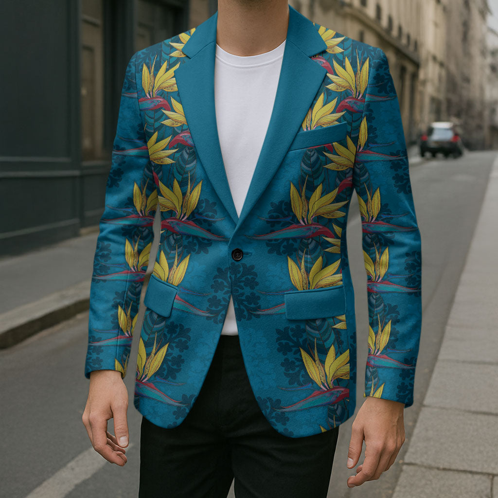 Hawaii Waikiki King Blazer Blue Quilt With Pua Manu