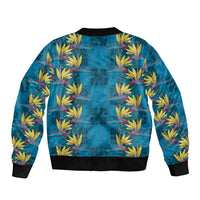 Hawaii Waikiki King Bomber Jacket Blue Quilt With Pua Manu