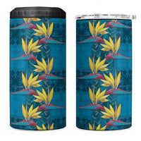 Hawaii Waikiki King 4 in 1 Can Cooler Tumbler Blue Quilt With Pua Manu