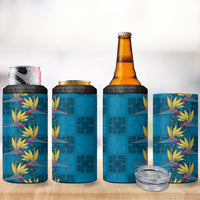 Hawaii Waikiki King 4 in 1 Can Cooler Tumbler Blue Quilt With Pua Manu