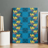 Hawaii Waikiki King Canvas Wall Art Blue Quilt With Pua Manu