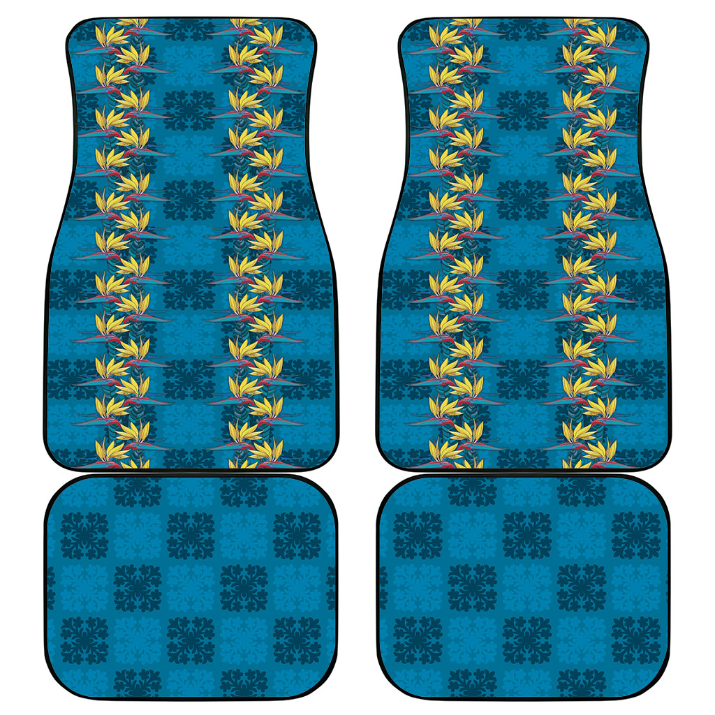 Hawaii Waikiki King Car Mats Blue Quilt With Pua Manu