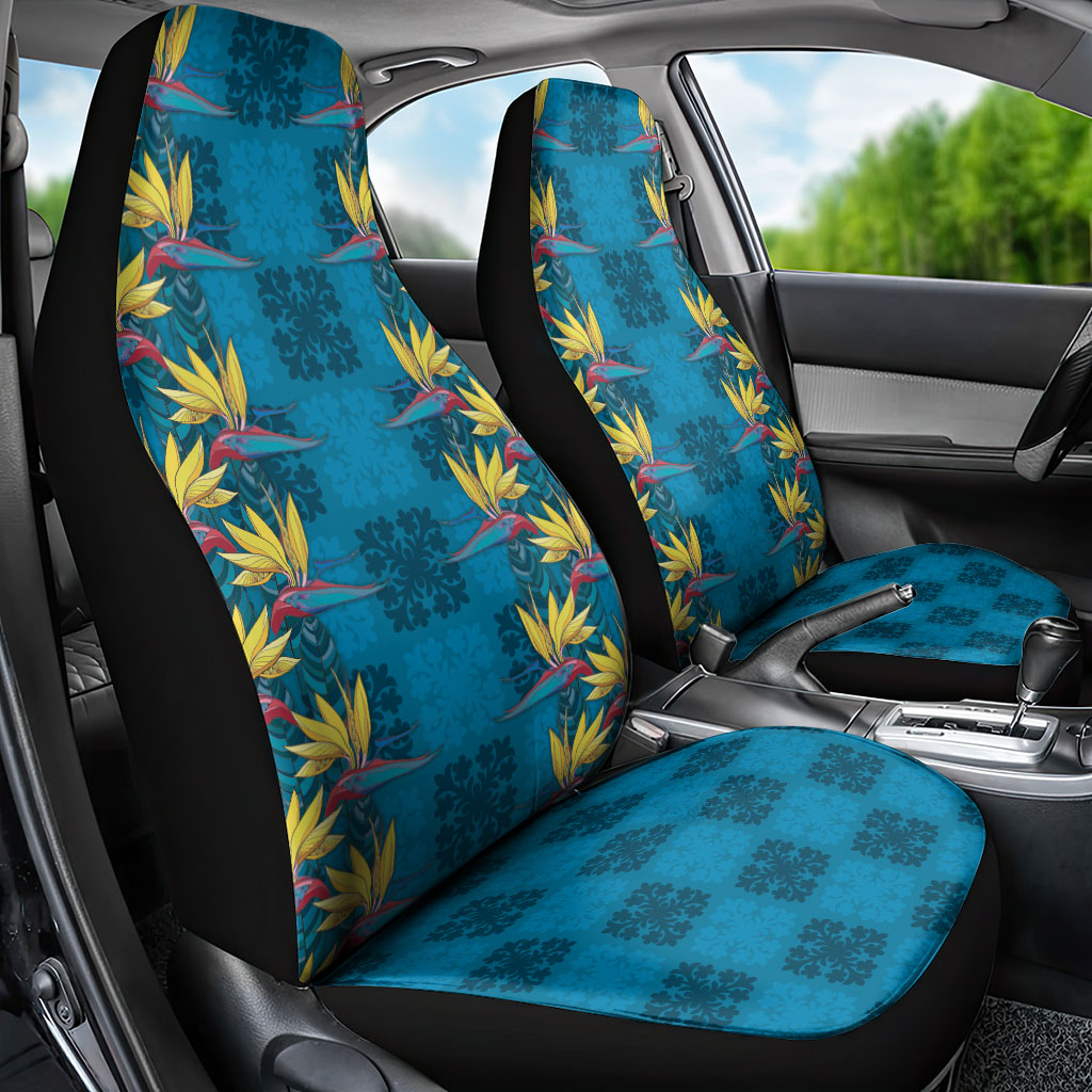 Hawaii Waikiki King Car Seat Cover Blue Quilt With Pua Manu
