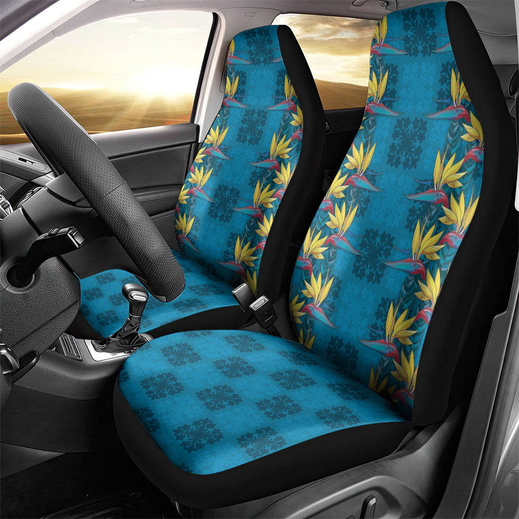 Hawaii Waikiki King Car Seat Cover Blue Quilt With Pua Manu