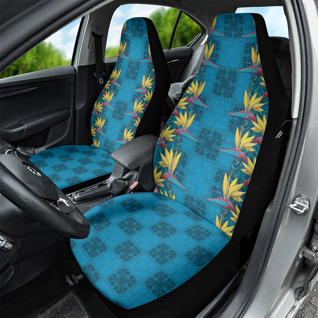 Hawaii Waikiki King Car Seat Cover Blue Quilt With Pua Manu