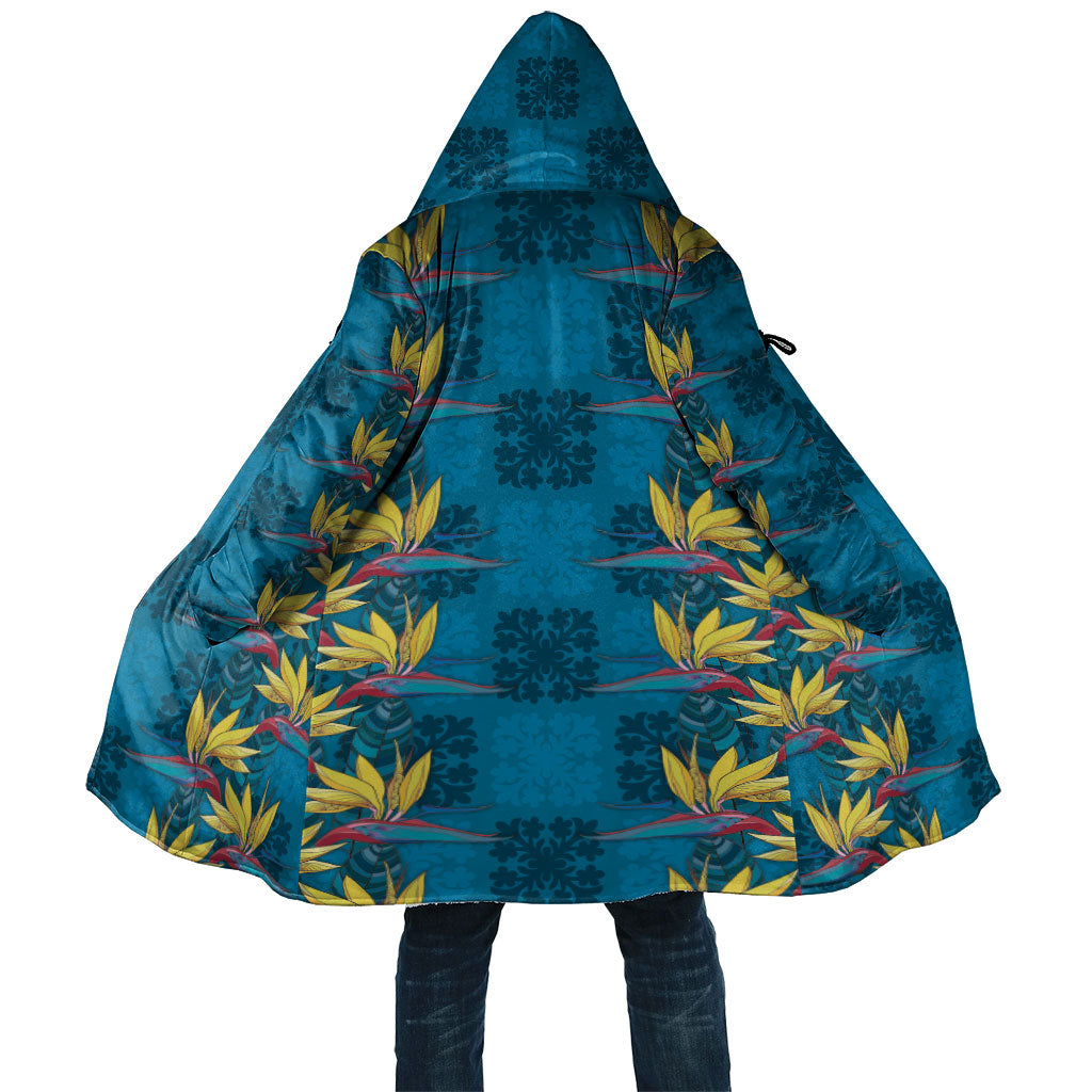 Hawaii Waikiki King Cloak Blue Quilt With Pua Manu