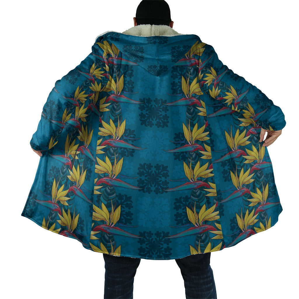 Hawaii Waikiki King Cloak Blue Quilt With Pua Manu