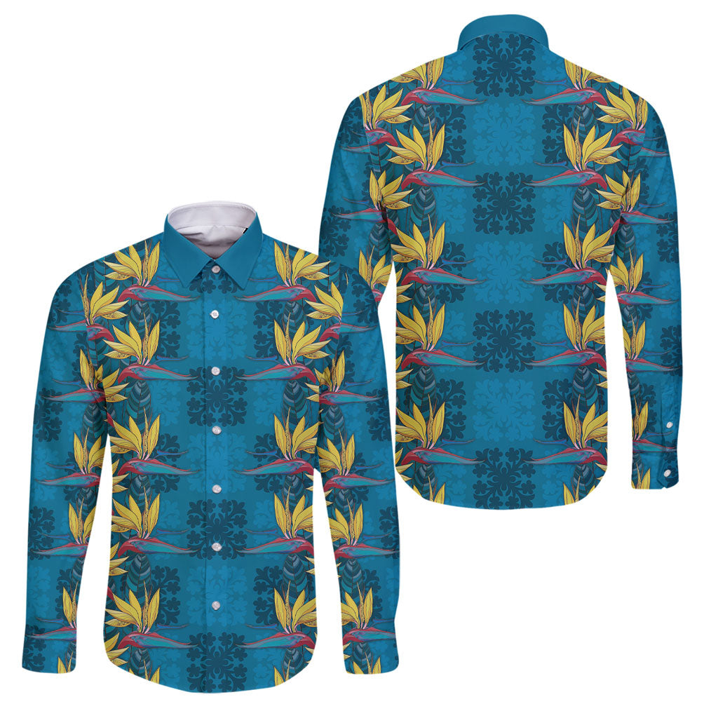 Hawaii Waikiki King Family Matching Mermaid Dress and Hawaiian Shirt Blue Quilt With Pua Manu