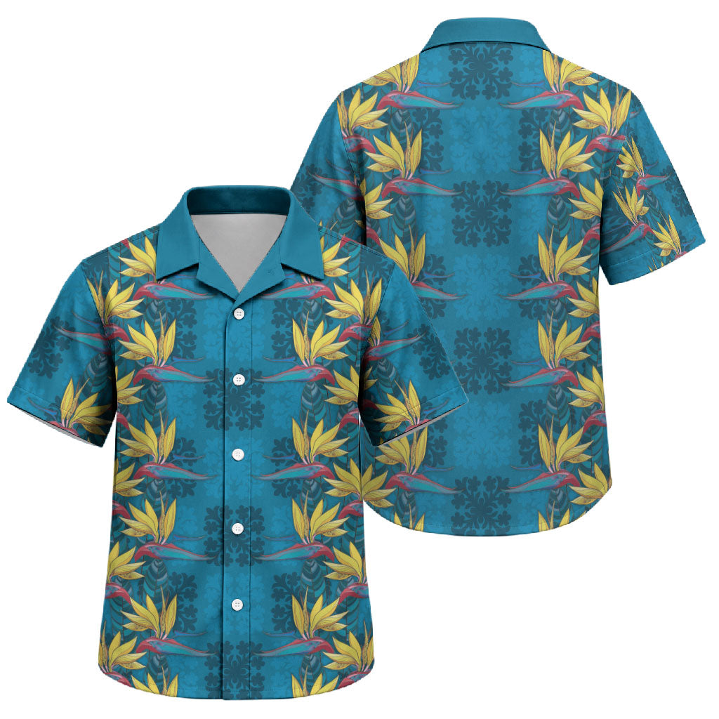 Hawaii Waikiki King Family Matching Summer Maxi Dress and Hawaiian Shirt Blue Quilt With Pua Manu