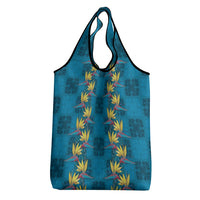Hawaii Waikiki King Grocery Bag Blue Quilt With Pua Manu