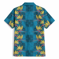 Hawaii Waikiki King Hawaiian Shirt Blue Quilt With Pua Manu