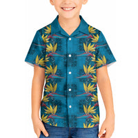 Hawaii Waikiki King Hawaiian Shirt Blue Quilt With Pua Manu