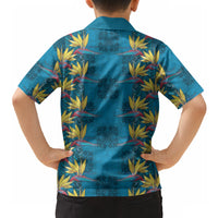 Hawaii Waikiki King Hawaiian Shirt Blue Quilt With Pua Manu