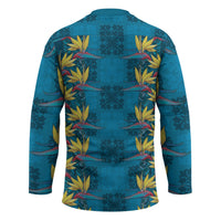 Hawaii Waikiki King Hockey Jersey Blue Quilt With Pua Manu