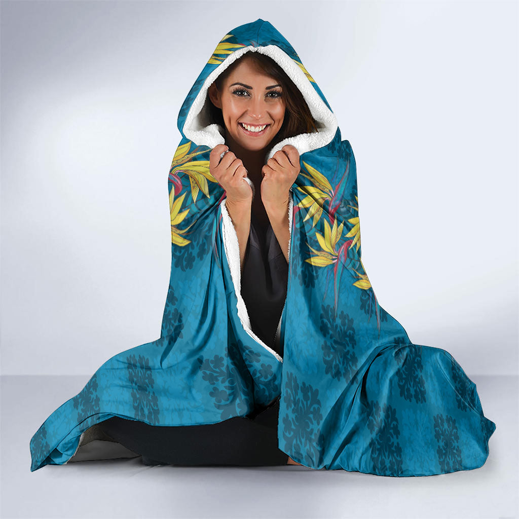 Hawaii Waikiki King Hooded Blanket Blue Quilt With Pua Manu