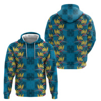 Hawaii Waikiki King Hoodie Blue Quilt With Pua Manu