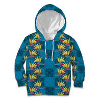 Hawaii Waikiki King Kid Hoodie Blue Quilt With Pua Manu
