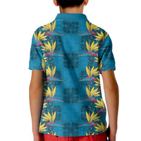 Hawaii Waikiki King Kid Polo Shirt Blue Quilt With Pua Manu