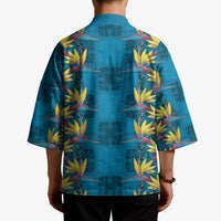 Hawaii Waikiki King Kimono Blue Quilt With Pua Manu