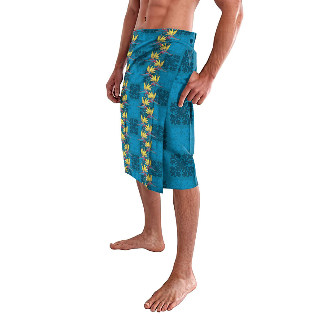 Hawaii Waikiki King Lavalava Blue Quilt With Pua Manu
