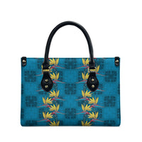 Hawaii Waikiki King Leather Bag Blue Quilt With Pua Manu