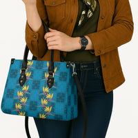 Hawaii Waikiki King Leather Bag Blue Quilt With Pua Manu