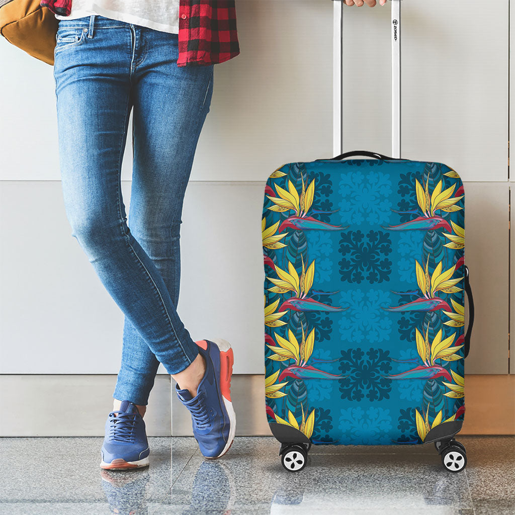 Hawaii Waikiki King Luggage Cover Blue Quilt With Pua Manu