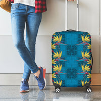 Hawaii Waikiki King Luggage Cover Blue Quilt With Pua Manu