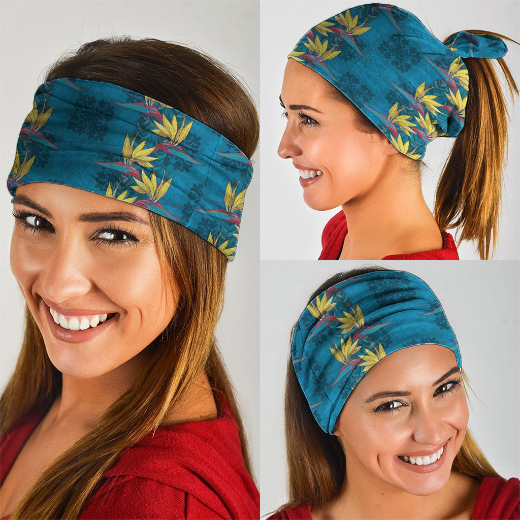 Hawaii Waikiki King Neck Gaiter Blue Quilt With Pua Manu