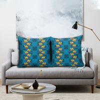 Hawaii Waikiki King Pillow Cover Blue Quilt With Pua Manu