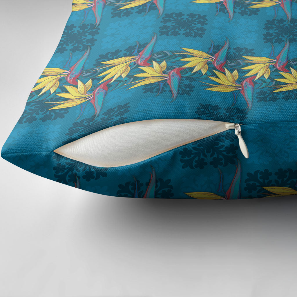 Hawaii Waikiki King Pillow Cover Blue Quilt With Pua Manu