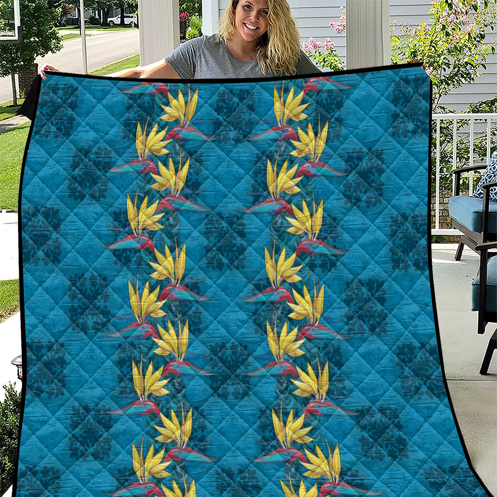 Hawaii Waikiki King Quilt Blue Quilt With Pua Manu