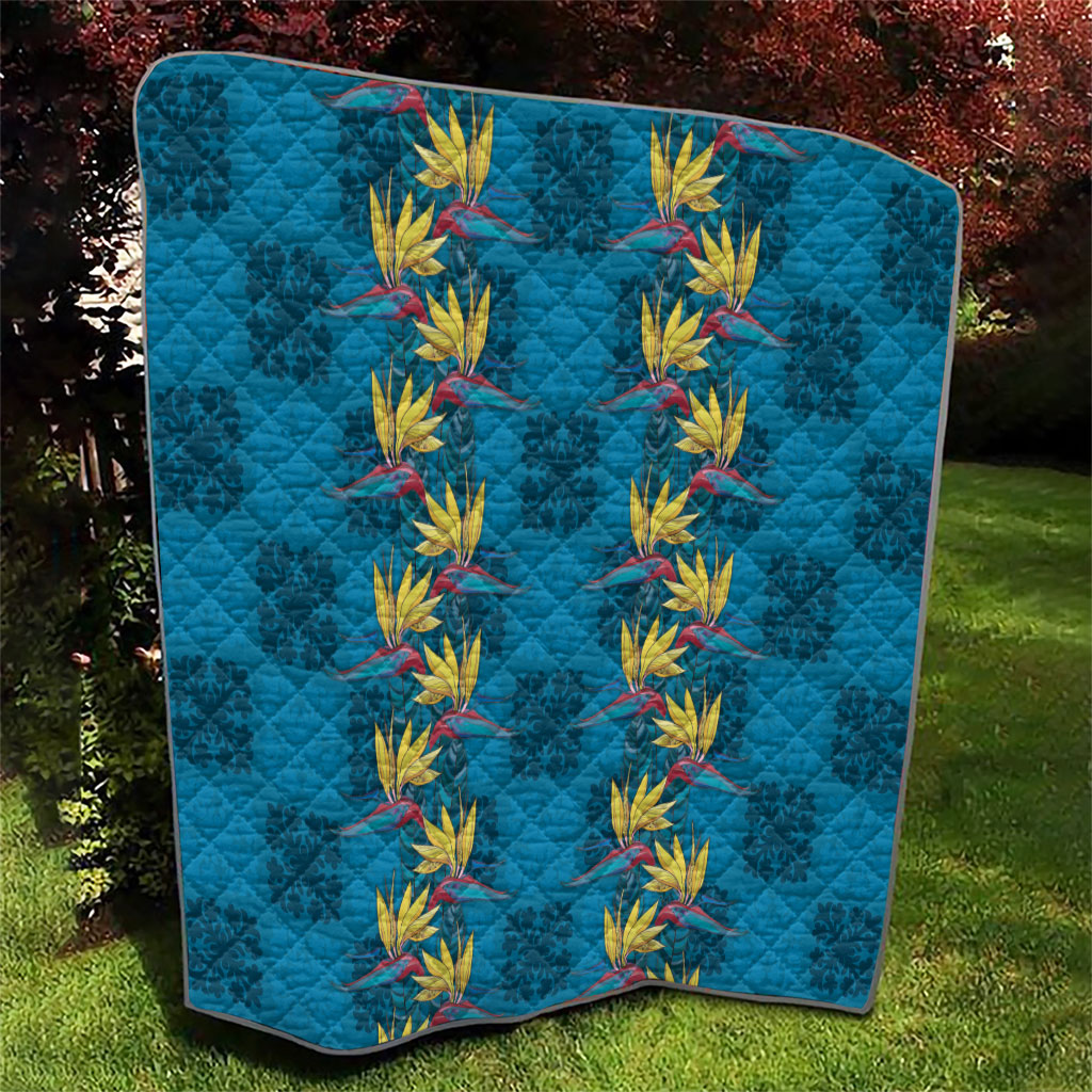 Hawaii Waikiki King Quilt Blue Quilt With Pua Manu