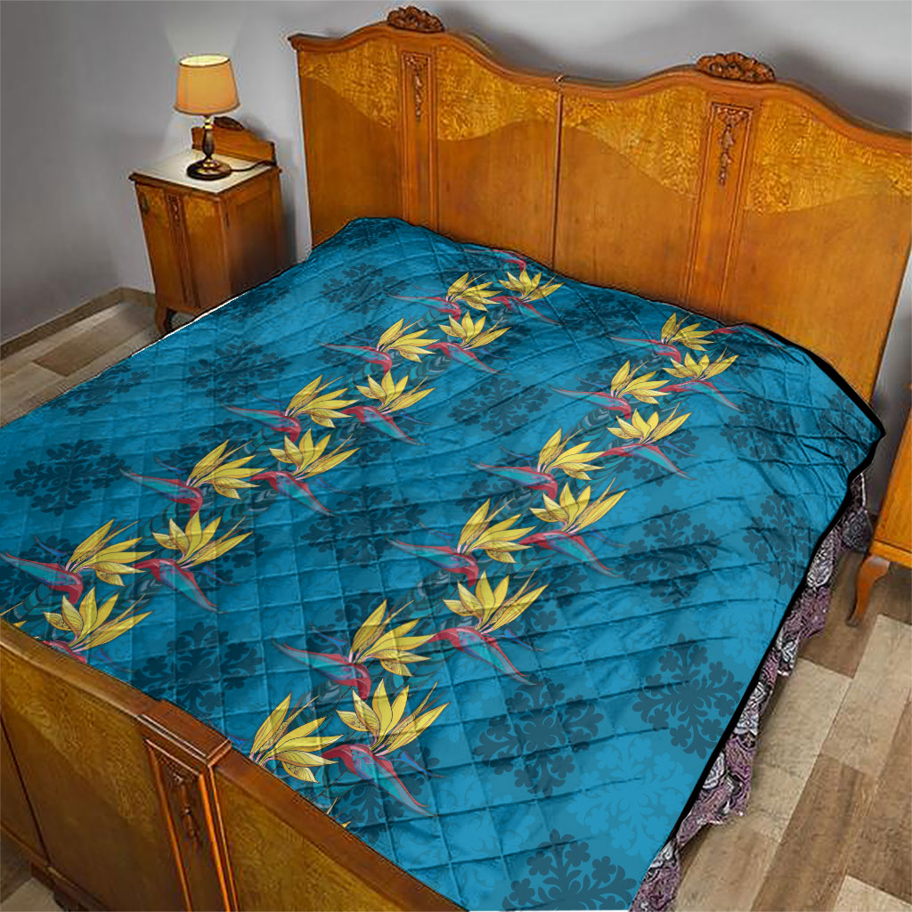 Hawaii Waikiki King Quilt Blue Quilt With Pua Manu