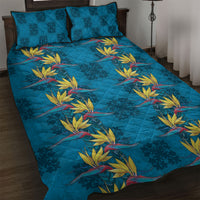 Hawaii Waikiki King Quilt Bed Set Blue Quilt With Pua Manu