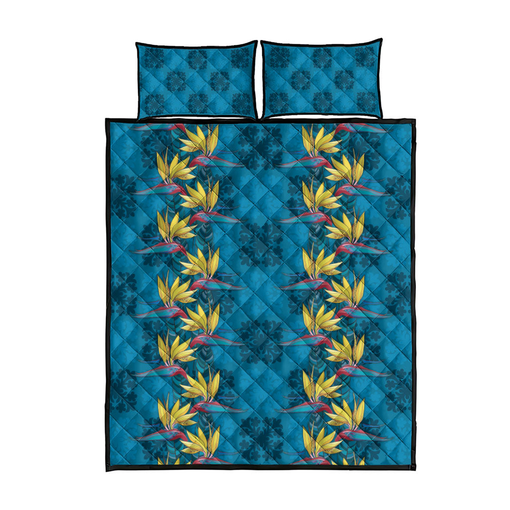 Hawaii Waikiki King Quilt Bed Set Blue Quilt With Pua Manu