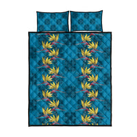 Hawaii Waikiki King Quilt Bed Set Blue Quilt With Pua Manu