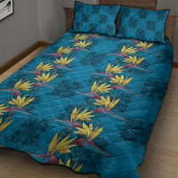 Hawaii Waikiki King Quilt Bed Set Blue Quilt With Pua Manu