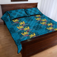Hawaii Waikiki King Quilt Bed Set Blue Quilt With Pua Manu