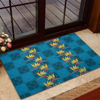Hawaii Waikiki King Rubber Doormat Blue Quilt With Pua Manu
