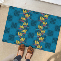 Hawaii Waikiki King Rubber Doormat Blue Quilt With Pua Manu