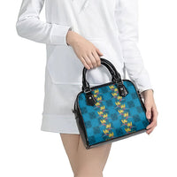 Hawaii Waikiki King Shoulder Handbag Blue Quilt With Pua Manu