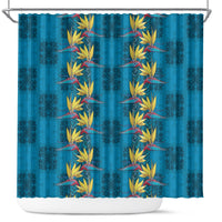 Hawaii Waikiki King Shower Curtain Blue Quilt With Pua Manu