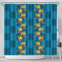 Hawaii Waikiki King Shower Curtain Blue Quilt With Pua Manu