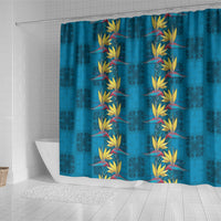 Hawaii Waikiki King Shower Curtain Blue Quilt With Pua Manu