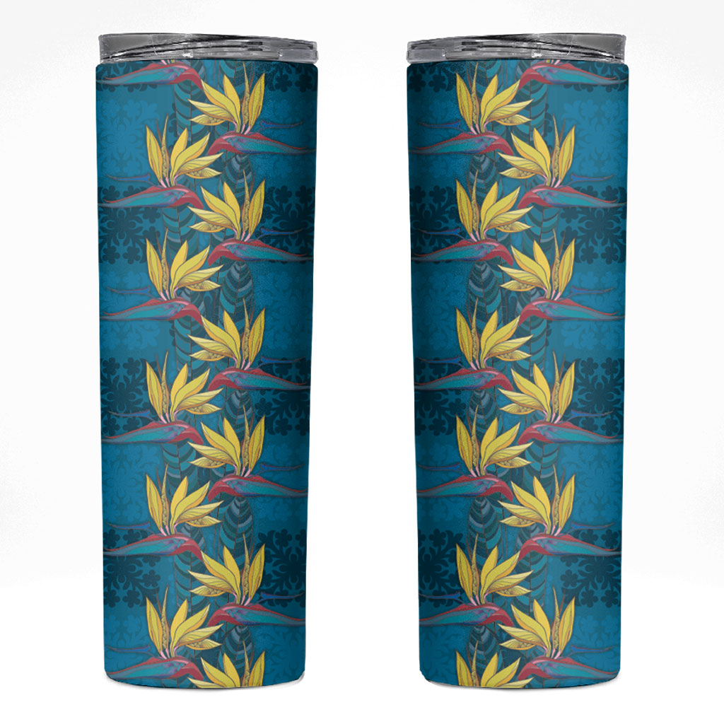 Hawaii Waikiki King Skinny Tumbler Blue Quilt With Pua Manu