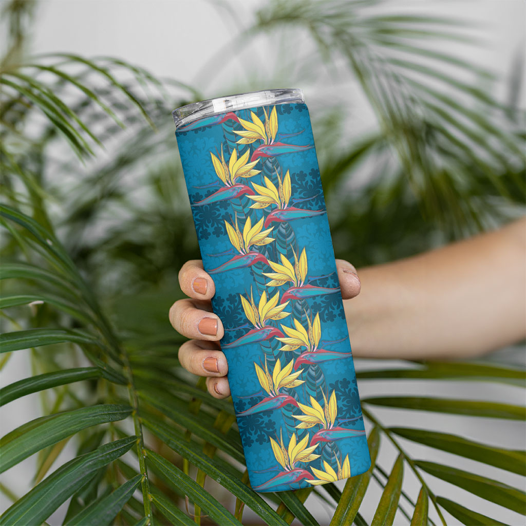 Hawaii Waikiki King Skinny Tumbler Blue Quilt With Pua Manu