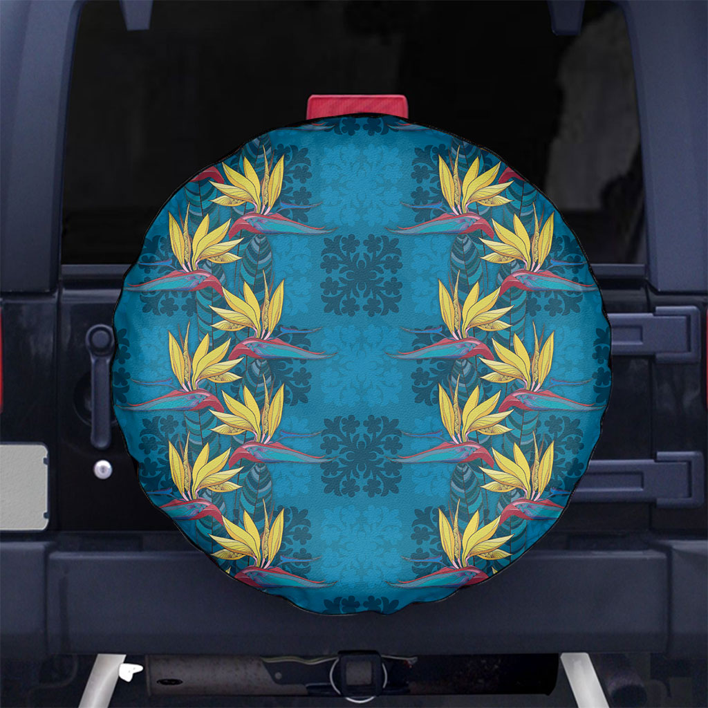 Hawaii Waikiki King Spare Tire Cover Blue Quilt With Pua Manu