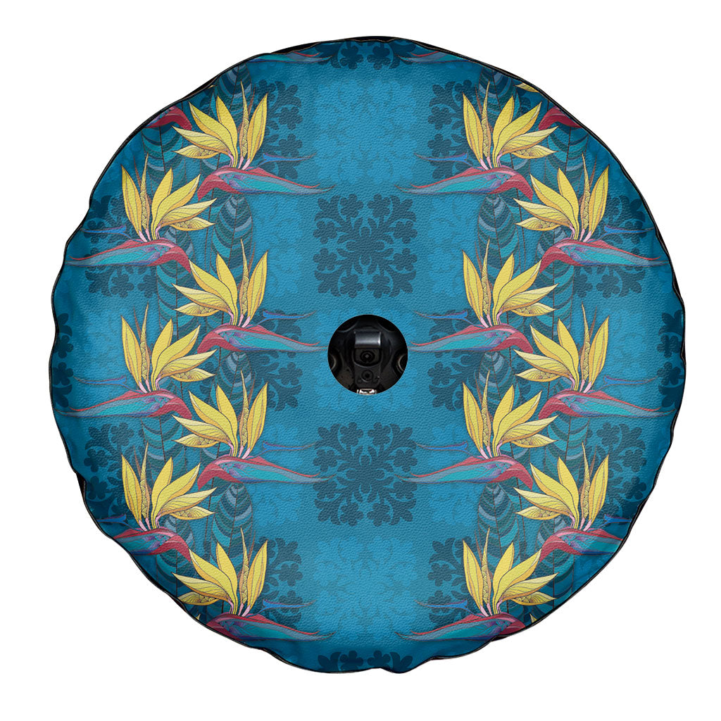 Hawaii Waikiki King Spare Tire Cover Blue Quilt With Pua Manu