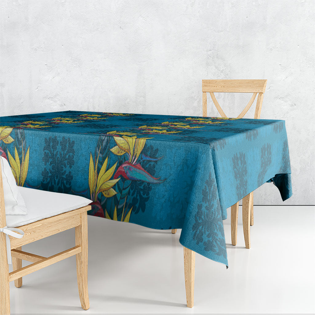Hawaii Waikiki King Tablecloth Blue Quilt With Pua Manu